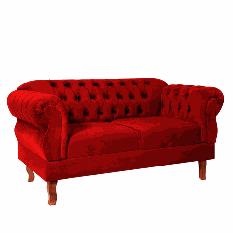 Namoradeira Chesterfield Elisabeth 2 Lugares Via Encanto Veludo Vermelho