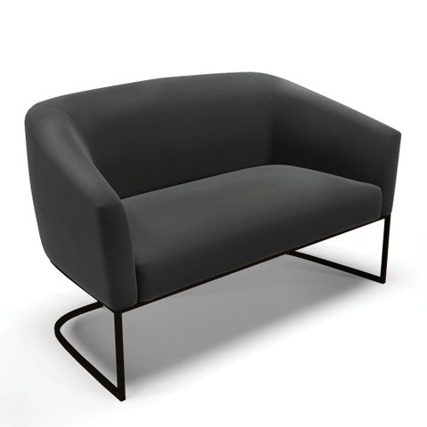 Sofá Namoradeira 2 Lugares Base Industrial Preto Stella Suede Preto D03 - D'Rossi