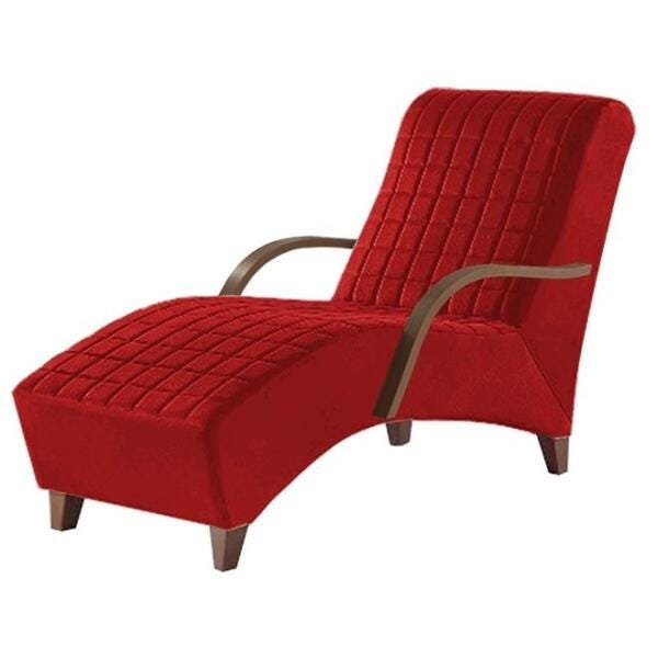 Poltrona Divã Chaise Longue Individual Vermelha Com Braço - 1