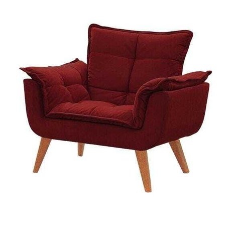 Poltrona Decorativa Opala Vermelho Bordô