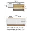 Ver imagem 4 de Armário de Cozinha Compacta 180cm Rustic Branco Glamy Madesa 08