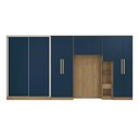 Ver imagem 2 de Guarda Roupa Quarto Modulado Solteiro Adapt 6 Peças Nogueira/Azul Profundo 450cm - Kappesberg