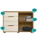 Ver imagem 4 de Cômoda 4 Gavetas 2 Portas Ripadas Texas - Freijó / Off White