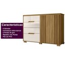 Ver imagem 3 de Cômoda 4 Gavetas 2 Portas Ripadas Texas - Freijó / Off White