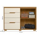 Ver imagem 2 de Cômoda 4 Gavetas 2 Portas Ripadas Texas - Freijó / Off White