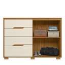 Ver imagem 7 de Cômoda 4 Gavetas 2 Portas Ripadas Texas - Freijó / Off White