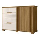 Ver imagem 6 de Cômoda 4 Gavetas 2 Portas Ripadas Texas - Freijó / Off White