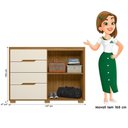 Ver imagem 5 de Cômoda 4 Gavetas 2 Portas Ripadas Texas - Freijó / Off White