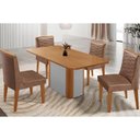 Ver imagem 1 de Conjunto: Mesa Sala Jantar Pietá Tampo Curvo 120cm+4 Cadeiras Maldivas Madeira Naturale/off White