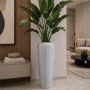 Ver imagem 2 de Vaso Decorativo Fibra de Vidro Florida P 65cm Cinza Claro Brilho Lindo Vaso