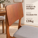 Ver imagem 3 de Cadeira de Jantar Turmalina Elegante em Madeira e Linho Bege