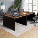 Ver imagem 1 de Estação de Trabalho 4 Lugares 2,20m X 1,40m Pé Painel F5 Cor:nogal com Preto