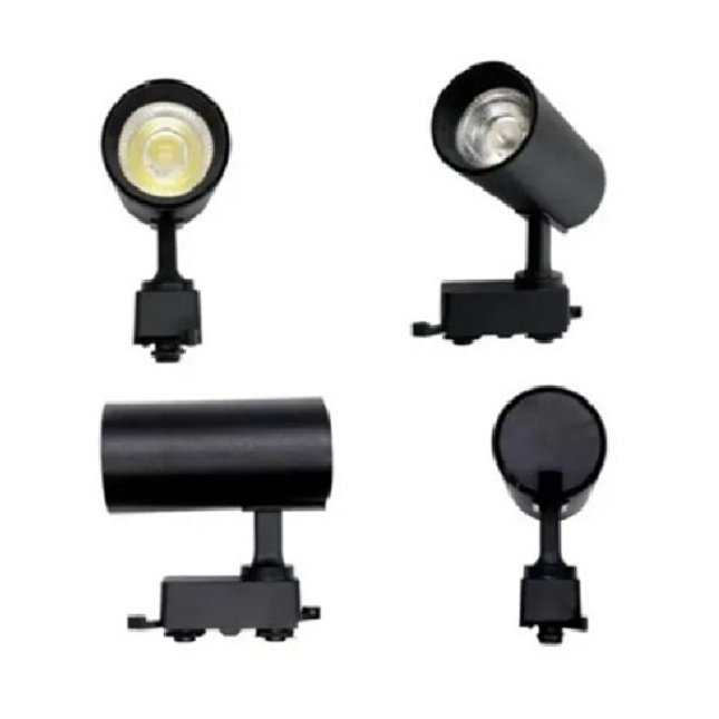 Kit Trilho Eletrificado 2 Metros Preto + 6 Spots Led 7w Luz 6500k - 3