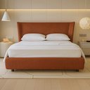 Ver imagem 1 de Cama Japonesa com Cabeceira Corea Seo Queen Linho Terracota - Sallar Home