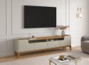 Ver imagem 2 de Rack / Bancada Fl 2.20m 4 Portas Estilo Retrô para Tv até 75'' Cor Off White / Cinamomo