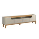 Ver imagem 1 de Rack / Bancada Fl 2.20m 4 Portas Estilo Retrô para Tv até 75'' Cor Off White / Cinamomo