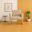 Ver imagem 2 de Poltrona para Sala Quarto e Salão de Beleza Thais com Base de Ferro Dourado Resistente Bege