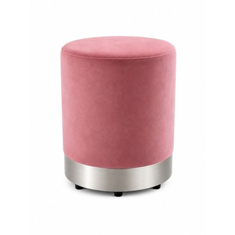 Kit de Puff com Rodapé Prata Rosa Antigo Veludo - Let Móveis