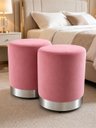 Ver imagem 3 de Kit de Puff com Rodapé Prata Rosa Antigo Veludo - Let Móveis