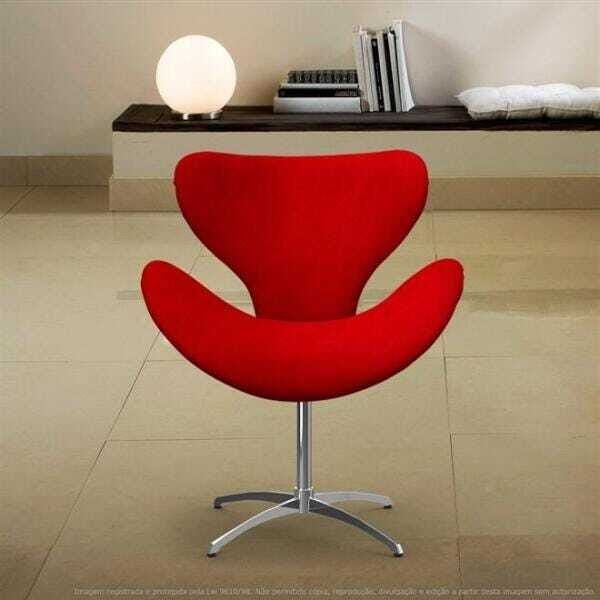 Cadeira Decorativa Poltrona Egg Vermelha com Base Giratória - 4