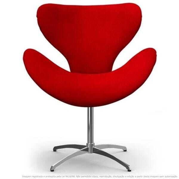 Cadeira Decorativa Poltrona Egg Vermelha com Base Giratória