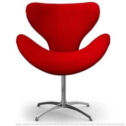 Cadeira Decorativa Poltrona Egg Vermelha com Base Giratória - 1