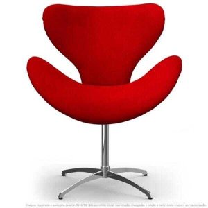 Cadeira Decorativa Poltrona Egg Vermelha com Base Giratória