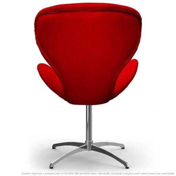 Cadeira Decorativa Poltrona Egg Vermelha com Base Giratória - 3
