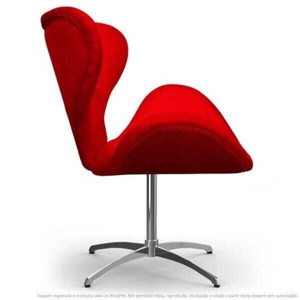 Cadeira Decorativa Poltrona Egg Vermelha com Base Giratória - 2
