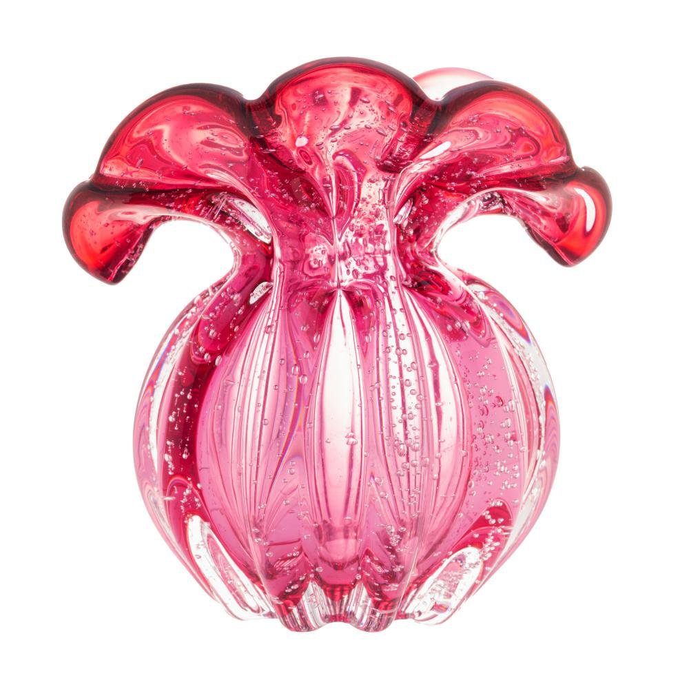 Vaso Lyor Italy de Vidro Rosa 13,5cm x 11cm x 14cm - 2