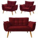 Ver imagem 1 de Conjunto de Poltronas 2 Opalas e 1 Namoradeira Vermelho Bordô