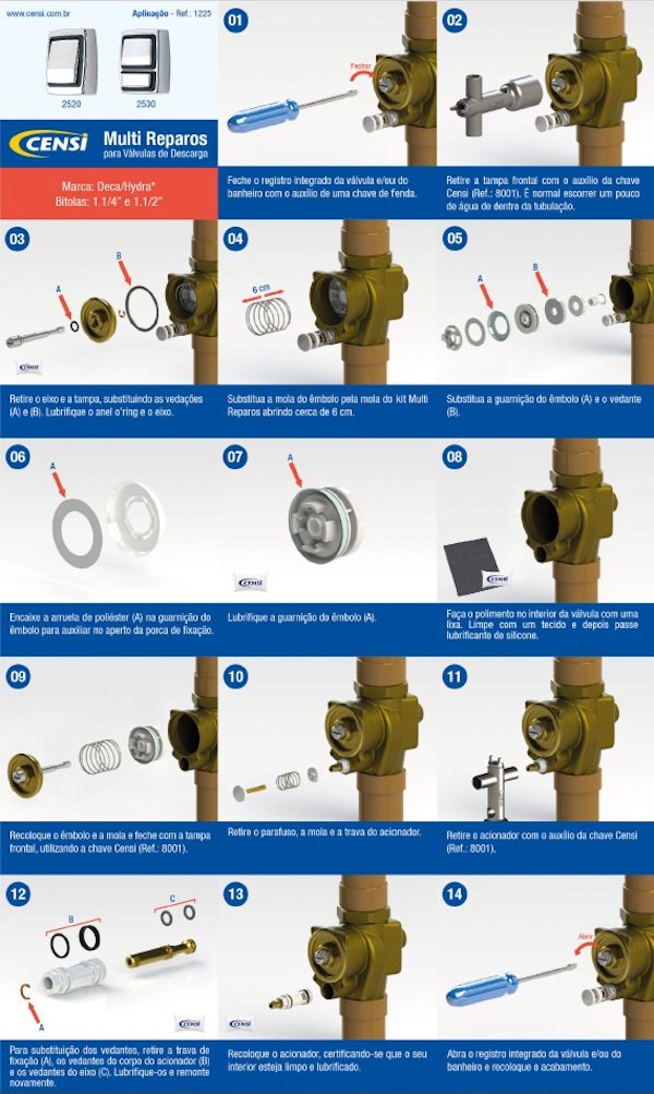 Reparo Acionador Valvula Hydra Completo Luxo e Master Censi - 7