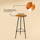 Ver imagem 2 de Banqueta Retro Alta Ferro Industrial Assento Peroba 70cm