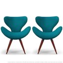 Ver imagem 1 de Kit 2 Poltronas Decorativas Cadeiras Egg Azul Turquesa com Base Fixa de Madeira