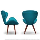 Ver imagem 2 de Kit 2 Poltronas Decorativas Cadeiras Egg Azul Turquesa com Base Fixa de Madeira