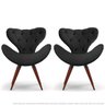 Kit 2 Poltronas Decorativas Cadeiras Egg com Capitonê Cinza com Base Fixa de Madeira - 1