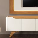 Ver imagem 4 de Conjunto Painel com LED e Rack Atenas 180 cm Off White/Naturalle Mavaular