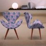 Kit 2 Poltronas Egg Floral Lilás e Rosa Cadeira Decorativa com Base Fixa - 3