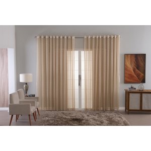 Cortina Voil Xadrez para Sala, Quarto e Cozinha 3,00 X 2,80 Avelã