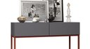 Ver imagem 3 de Aparador Buffet Industrial Eros 90cm Pequeno Cinza para Apartamento C/ 2 Gavetas Pes de Ferro Cobre