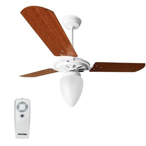 Ventilador de Teto com Controle Remoto Rico 150W e 180W Branco Pás Mogno Ventex - 220V