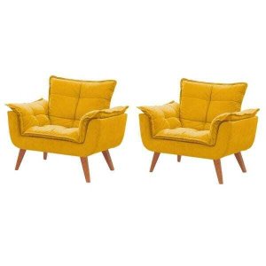 Kit 2 Poltronas Decorativas Opala Amarela