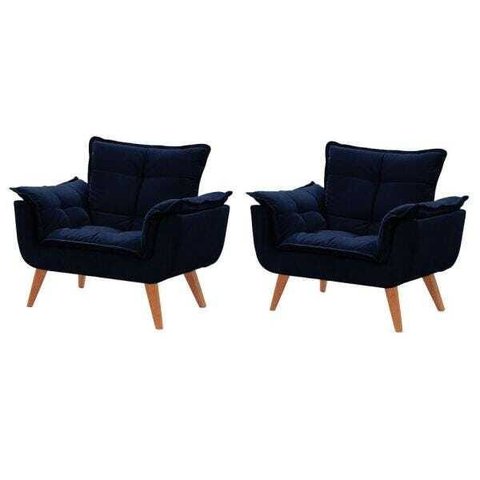 Kit 2 Poltronas Decorativas Opala Azul Marinho