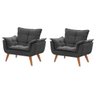 Kit 2 Poltronas Decorativas  Sala Recepção Escritório Opala Cinza Escuro - 1