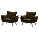 Ver imagem 1 de Kit 2 Poltronas Decorativas Sala Recepção Escritório Opala Marrom