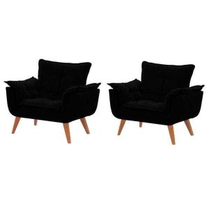 Kit 2 Poltronas Decorativas Opala Preta