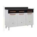Ver imagem 1 de Balcão de Cozinha Mirage New Aço 3 Portas e 3 Gavetas C/tampo 120cm Branco/preto - Telasul