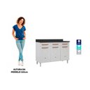 Ver imagem 5 de Balcão de Cozinha Mirage New Aço 3 Portas e 3 Gavetas C/tampo 120cm Branco/preto - Telasul
