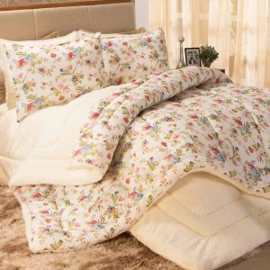 Edredom Queen Sherpa/100% Algodão 180 Fios Dupla Face - Beatriz
