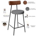 Ver imagem 4 de Kit 06 Banquetas Baixa Cozinha Sala Jantar Milão L02 Couríssimo Marrom Linho Cinza Escuro - lyam